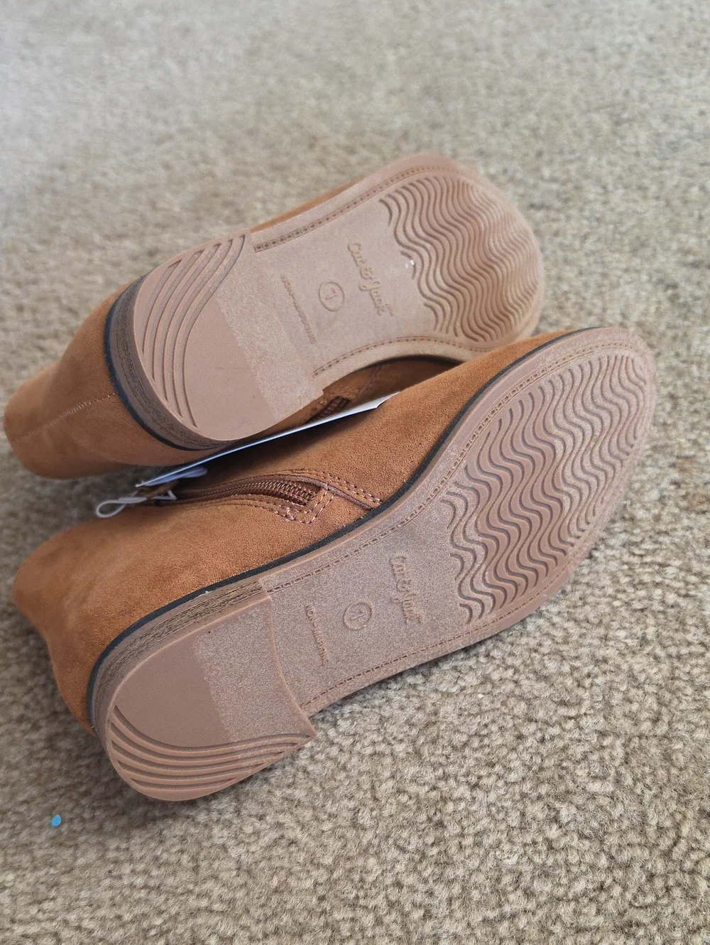 Girls Tan Ankle Opal Zipper Boots - Cat & Jack Cognac Size 1